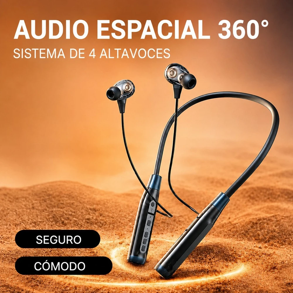Auriculares Bluetooth de Cuello con Graves Profundos y Bateria de Larga Duracion